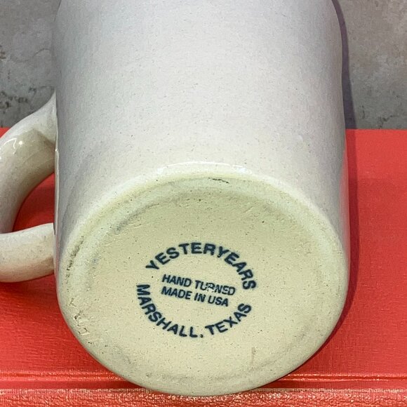 Yesteryears Pottery Blue Bonnet Coffee Mug 12 oz Texas Hand Turned Hand Painted - Picture 9 of 10